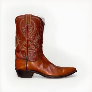 Vintage Hyer Quality Cowboy Boots Mens 11.5 A Narrow Tan Leather Western USA